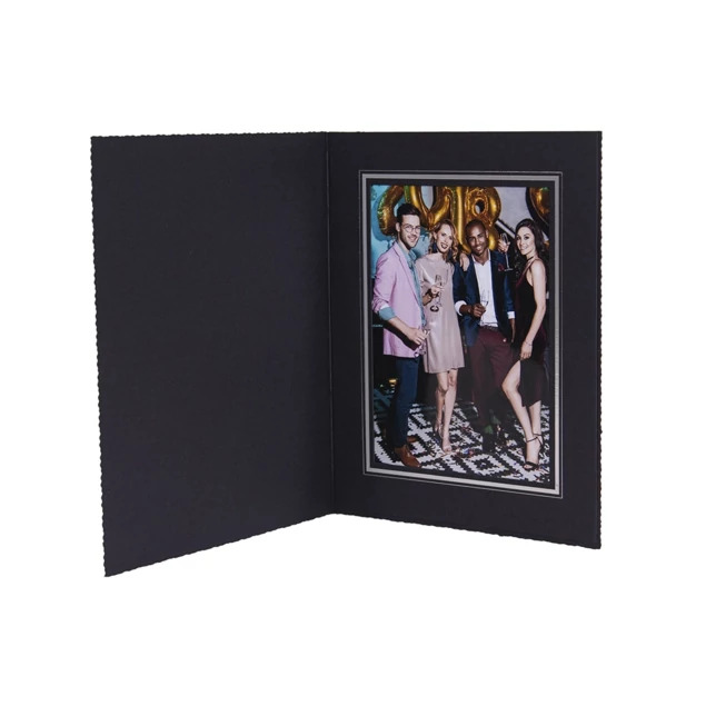 T-50 Folder in Black Black showing foil imprinted studio logo on recycled paper portrait folder