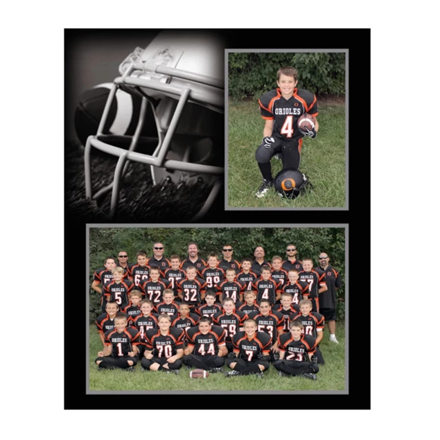 HD-103 Football Memory Mate showing football-themed duo-tone design with 7x5 and 3x5 photo openings