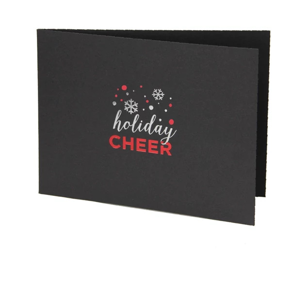 Onyx Folder with event foil imprinting showing custom design on black foil border folder