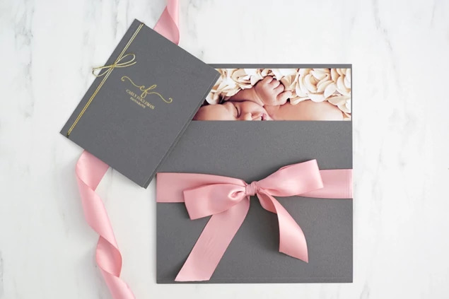 Slate Tyndell Photo Cases in 5x7 through 16x20 showing smooth finish virgin photo mount board