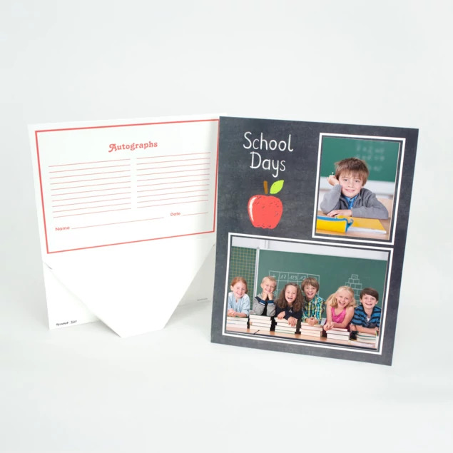 School Days Memory Mate front showing apple school design with 8x10 overall dimensions for easy framing