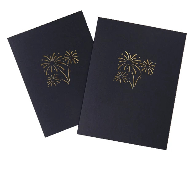 Onyx Folder with holiday foil imprinting showing seasonal design stamped on linen finish cover