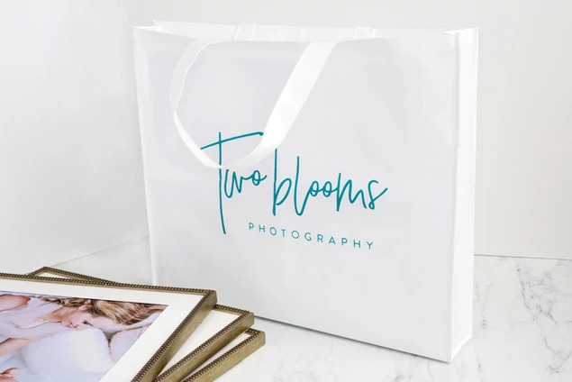 White frame bags in multiple sizes shown together for large framed portrait and canvas wrap delivery
