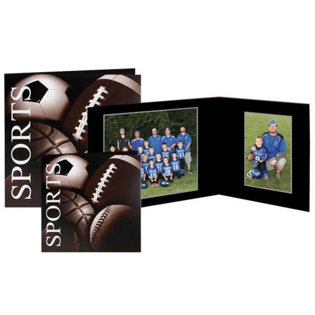 HD-All Sports Folder showing matte black and sepia duo-tone design with metallic silver border for sports photo delivery