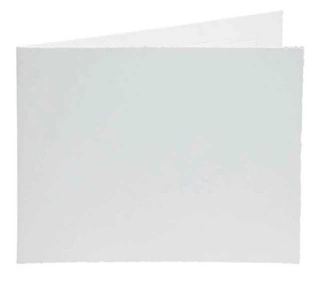 White Capital Folders with pearl border shown closed in multiple sizes stacked together