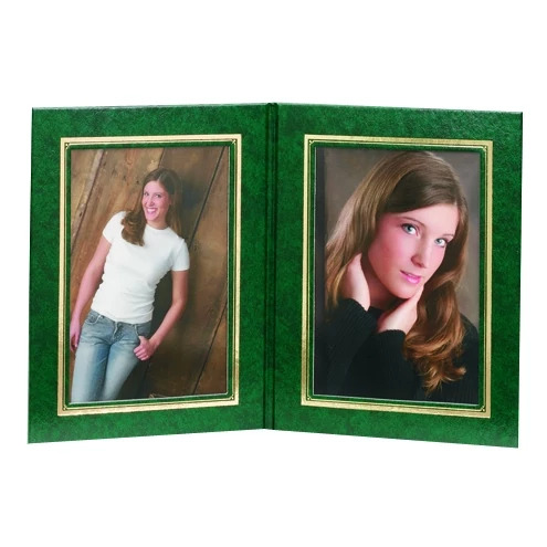 Presidential Folder in Green Gold showing leatherette cover in 5x7-2, 6x4-2, and 7x5-2 sizes