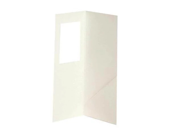 White Photo Booth Folder open showing top-loading sleeve design for packaging 2x6 photo booth strips