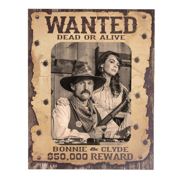 Tyndell Western Poster in Bonnie and Clyde style showing matte finish western themed photo mat for 8x10 prints