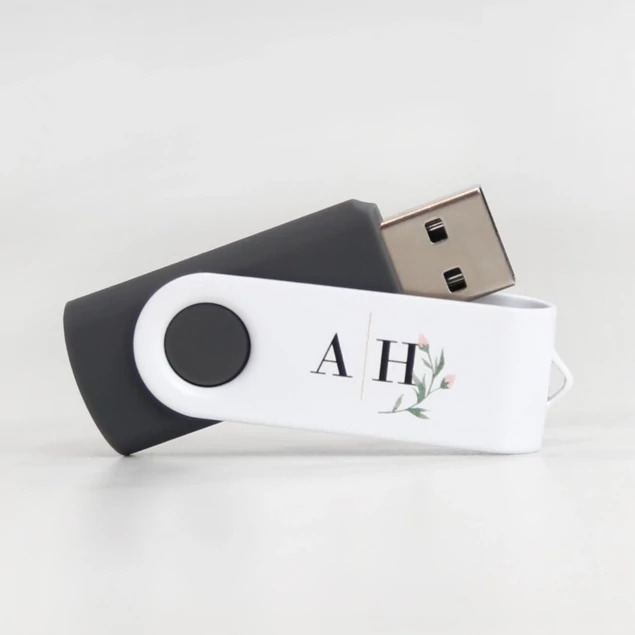 Tyndell Swivel Flash Drives showing all base and cap color combinations available for custom branding
