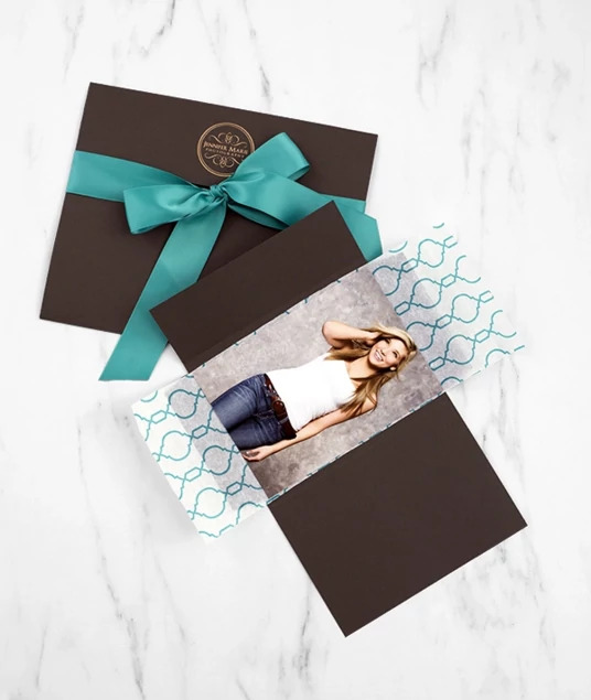 Chocolate Tyndell Photo Cases in 4x6 through 16x20 showing linen texture virgin photo mount board cover