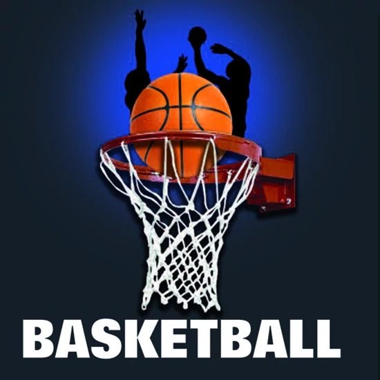 PS-104 Basketball Memory Mate front showing multi-color basketball design with black border and side-loading design