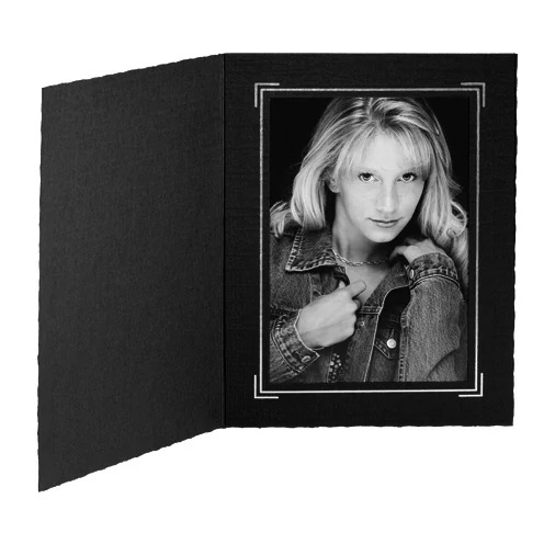 Pomeroy Folder in Black Silver showing waffle finish texture in 4x6 size