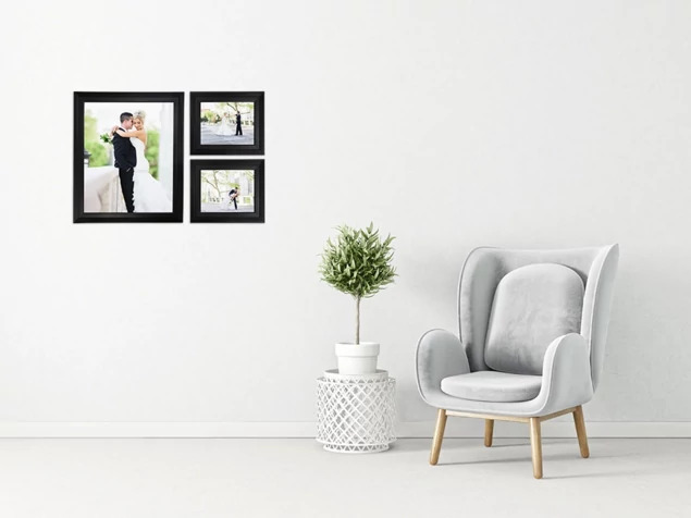 Black Ready Made Frame in 16x20 showing wood frame with subtle decorative edge for large format portraits