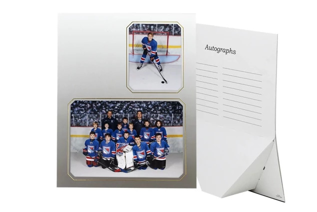 Tyndell Vision Memory Mate folder style showing gray ombre and gold foil border holding 2 photos