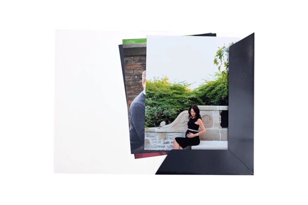 Royal Enlargement Folder in 12x18 showing black finish with gold foil border for oversized print protection