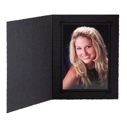 Pomeroy Folder in Black Black showing waffle finish texture in 4x5, 4x6, and 8x10 sizes