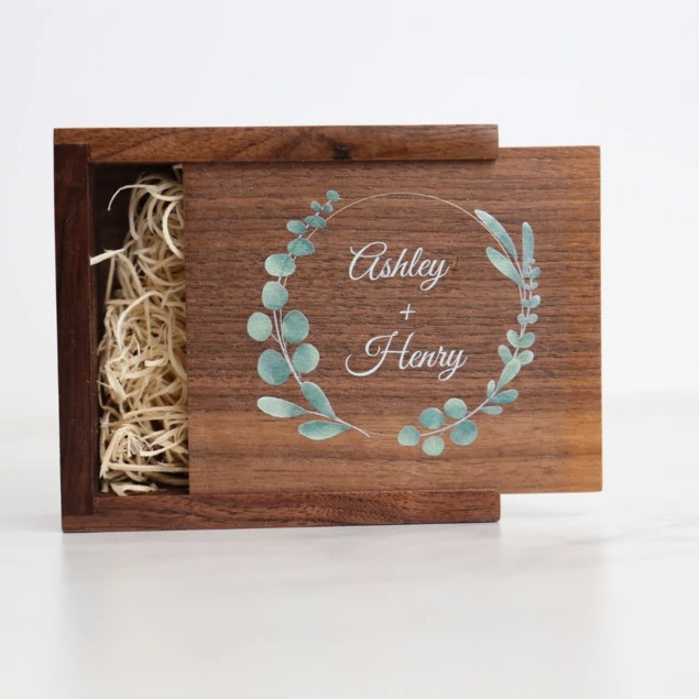 Full Color Printed Walnut Tyndell Wood Flash Drive USB Box