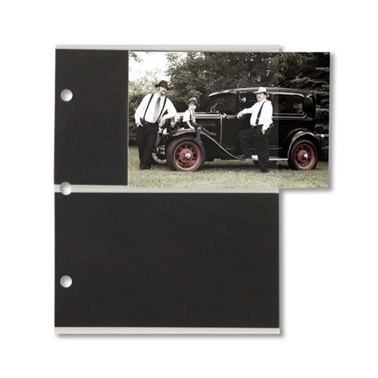 Nova Album clear acetate inserts with black paper dividers shown in pack of 25