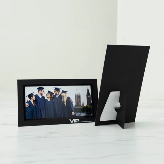 Tyndell Panoramic Easel with foil imprinting showing customized event name and date on black board