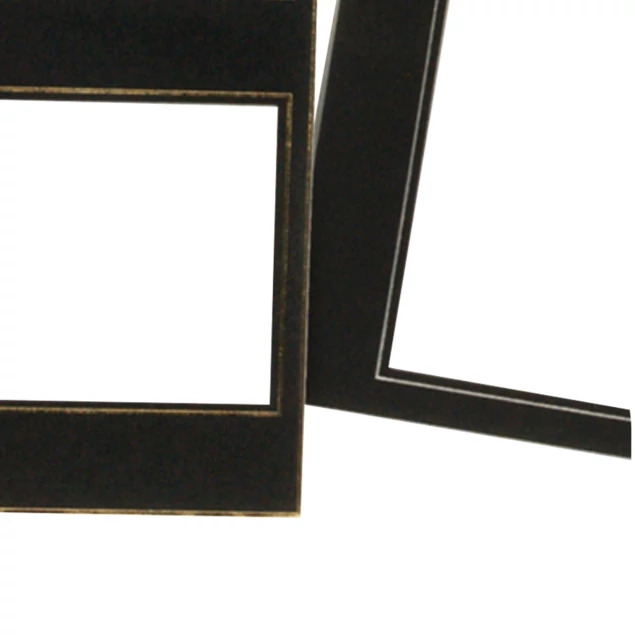 Customview Mats in Black Black and Black Gold showing foil border detail around photo openings