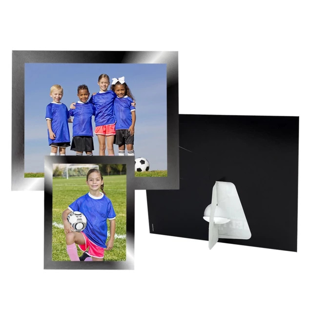 Digital Action Mount in gradated black standing vertically with sports composite photo displayed