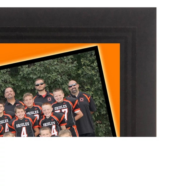Ebony Digital Mount standing upright showing matte black and gloss black border design with portrait displayed
