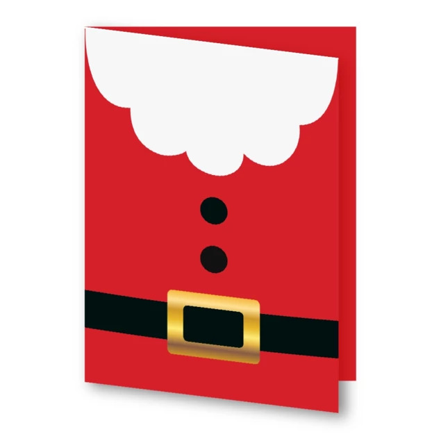 Santa Belt Folders in 4x6 and 5x7 showing red finish with gold foil Santa belt design for holiday portrait delivery