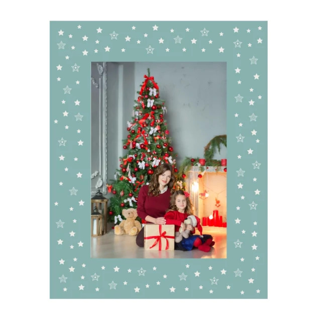 Santa Truck Folder in 5x7 showing teal finish with Santa truck motif and foil imprinting option