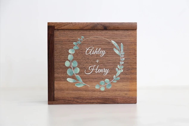 Full Color Printed Walnut Tyndell Wood Flash Drive USB Box