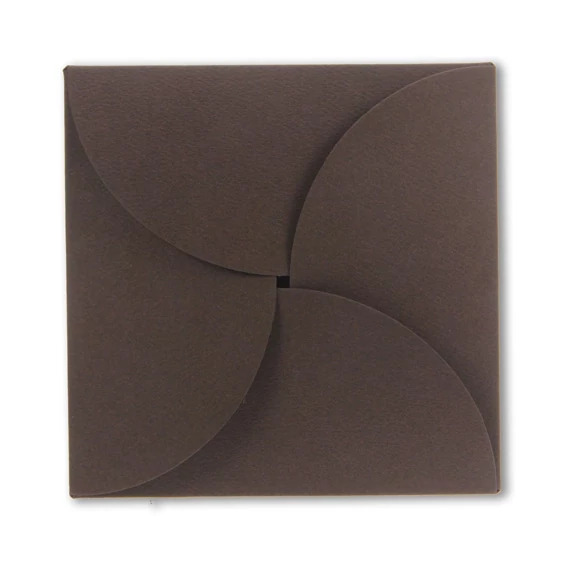 Chocolate CD Petal holder showing petal fold design for CD or DVD delivery