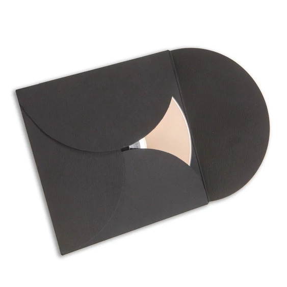 Black CD Petal holder showing petal fold design for CD or DVD delivery