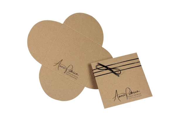 Kraft CD Petal holder closed showing natural paper stock and petal shape