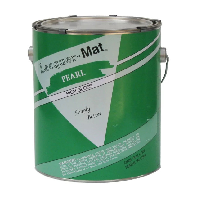 Pearl lacquer gallon in green can showing luster semi-gloss finish for high key photography protection