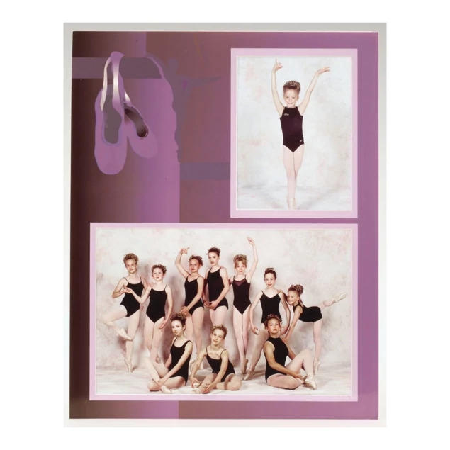 Dance Memory Mate showing ballet-themed design with 7x5 group dance photo and 3x5 individual portrait openings