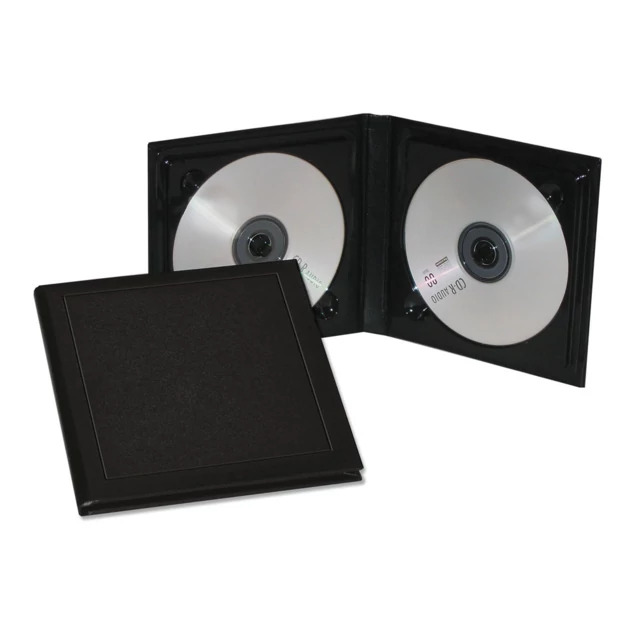 Black Double Horizontal CD Album open showing interior with two CD DVD disc slots