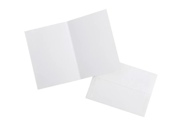 Cream photo insert card open showing blank interior for personalized handwritten message