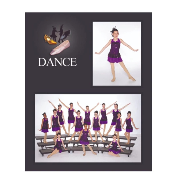 PS-108 Dance Memory Mate showing multi-color dance design with 7x5 group and 3x5 individual portrait openings