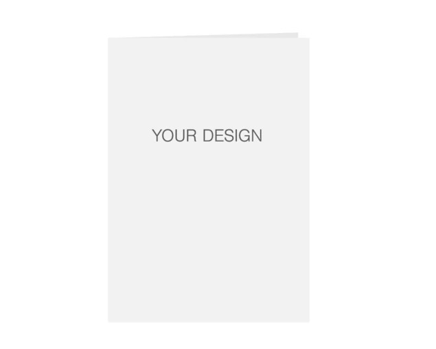 Blank custom photo folder template showing Your Design placement for full color full bleed printing