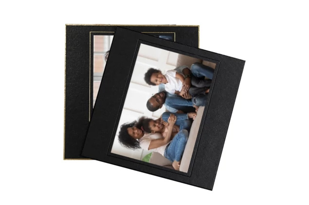 Customview Mats in Black Black and Black Gold shown flat displaying reversible mat design