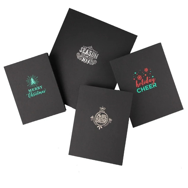 Executive Folder with holiday foil imprinting showing seasonal design stamped on folder cover