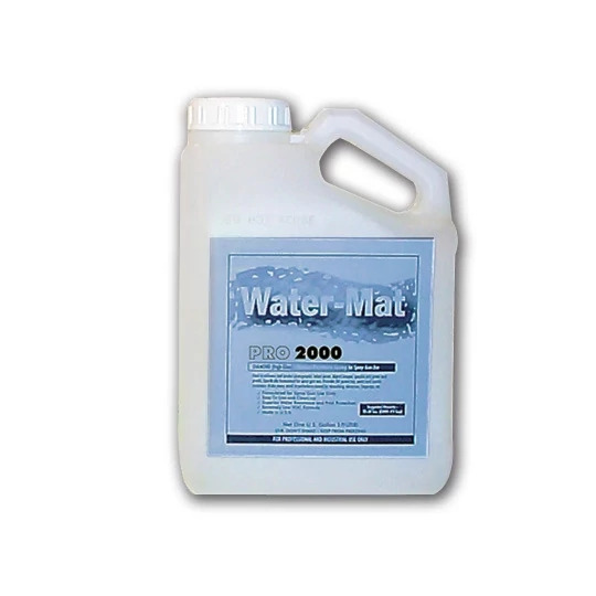 Water-Mat 2000 Diamond lacquer gallon showing roller coating formula with water resistance and UV protection for photo finishing