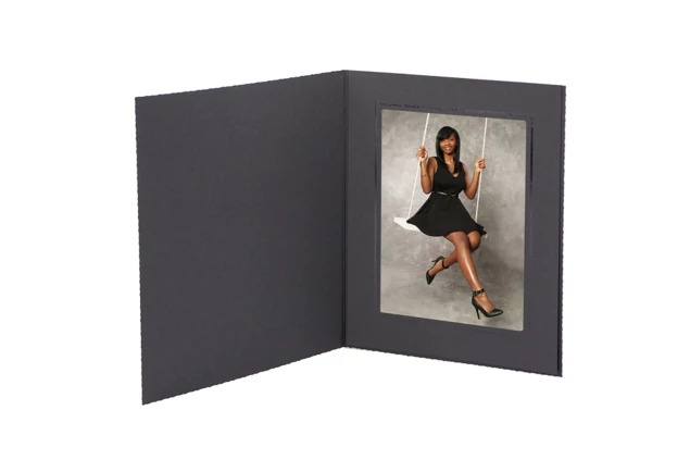Print Folder in 4x6 showing black recycled paper finish and bottom-loading slot