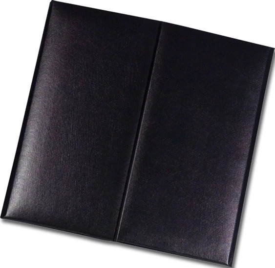 PG 4x5-8 Folio plain cover showing simulated leather construction with foil border detail and individual box