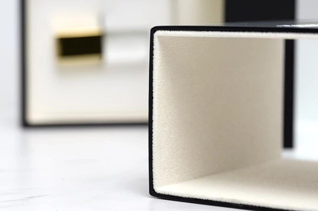 Black Luxe Soft Touch USB Box closed showing matte black soft touch texture exterior and hinged design