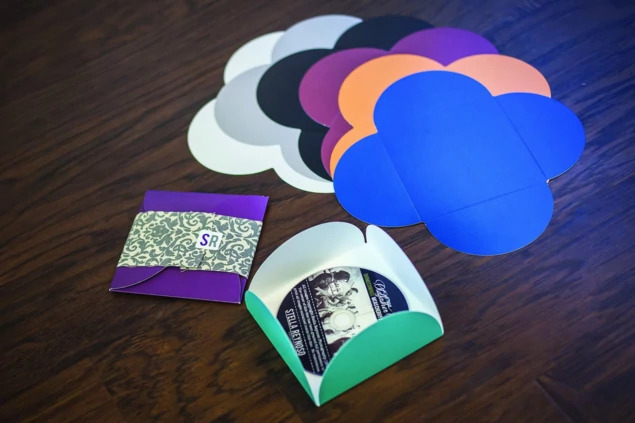 CD Petals in Pearl, Pewter, Black, Purple Amethyst, Blueberry, Tangerine, Turquoise, and Brick Red colors