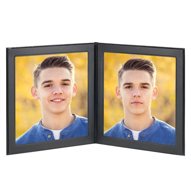 PG 10x10-2 Folio showing simulated leather cover with foil border detail and two 10x10 portrait openings boxed individually