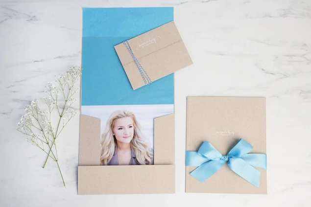Kraft Tyndell Photo Cases showing multiple sizes for portrait delivery from 5x7 to 16x20