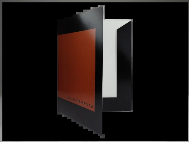 Royal Enlargement Folder in 11x14 showing black finish with gold foil border for large format portrait protection