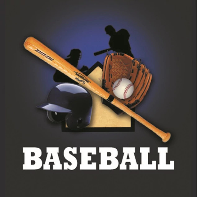 PS-103 Baseball Memory Mate front showing multi-color baseball design with black border and side-loading design