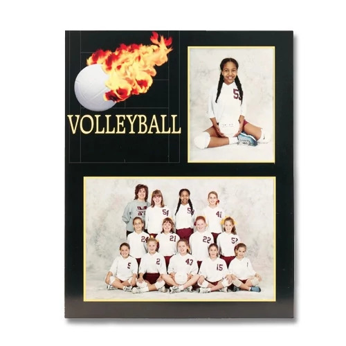 PM-7017 Volleyball Memory Mate showing pull-out stand on back and autograph section